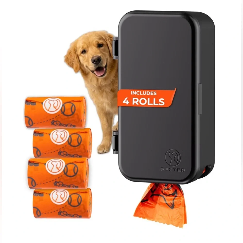 Black Dog Waste Bag Dispenser with Orange Bags